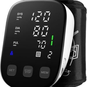 Blood Pressure Monitor Automatic Blood Pressure Machine with Large Display-Upper Arm Blood Pressure Monitors For Home Use Accurate BP Monitor Machine Adjustable Cuff 9"-17"/Easy to Read/2 Power Supply