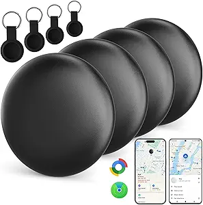 Tracker Tag, Bluetooth Item Finder, Compatible with Both iOS & Android | Works with Find My & Find Hub Apps, for Keys, Wallet, Luggage, Pets, 4-Pack