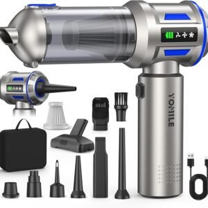 Yomile Mini Vacuum Cleaner, 2 in 1 27000PA Brushless Car Vacuum Air Duster 9000mAh Battery Air Blower Wireless Handheld Vacuum for Car,Office and Home