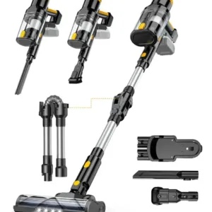Cordless Vacuum Cleaner for DeWalt 20V Battery, 45KPA 400W Vacuum Cleaners for Home, Self-Standing Stick Vac w/LED Display, Anti-Tangle Lightweight Vacuum for Carpet, Floor, Car(Battery Not Included)