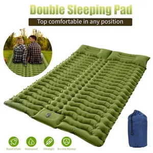 Double Camping Sleeping pad with Pillow & Built-in Foot Pump