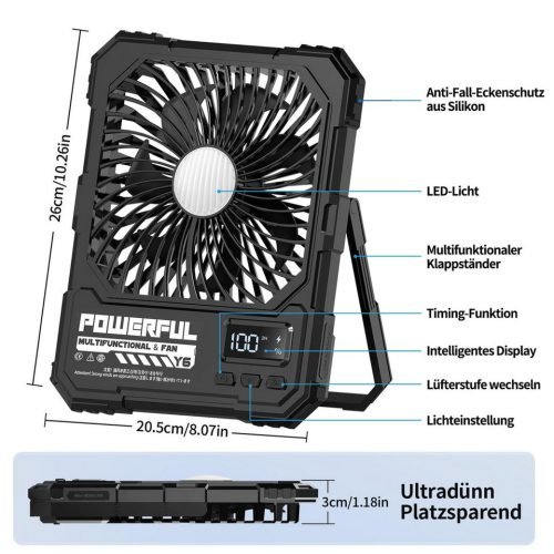 aibistar-tischventilator-tragbarer-camping-ventilator-20000mah-mit-led-powerbank-timer-zelt-ventilator-mit-5-stufen-fernbedienung-3-stufige-led-metallhaken-schwarz